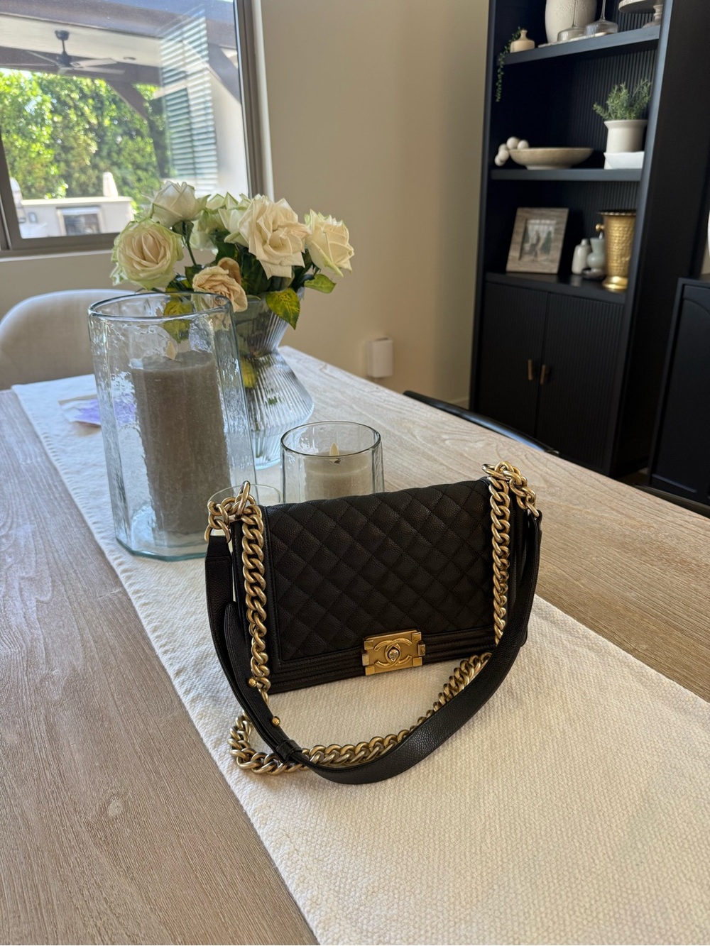 CHANEL Quilted Medium Boy Flap Black